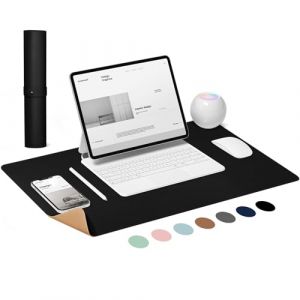 LeKuni Sous Main Bureau 80X40cm, Tapis de Souris XXL Antid&eacute;rapant, Tapis Bureau Double Face En Cuir Et Li&egrave;ge, Protecteurs De Bureau &Eacute;tanche Pour Le Bureau Et La Maison, Noir (KASINO Direct, neuf)
