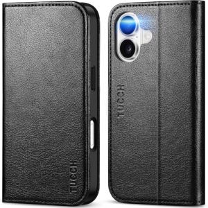 TUCCH Coque pour iPhone 17 6,3-Pouces 5G 2025 [Blocage RFID] Portefeuille | Etui Cuir Synth&eacute;tique Anti-Rayures TPU, Housse Clapet 3 Fentes Cartes Fonction Stand Protection Maximale, Noir Textur&eacute; (EC-GLOBAL FR, neuf)