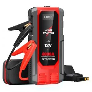 ELTPOWER Booster Batterie Voiture 4000A D&eacute;marreur Batterie Voiture Portable 12V D&eacute;marreur Voitures Chargeur Batterie Voitures Jump Starter avec Lumi&egrave;re LED Chargeur USB Eclairage de Secours (ForraderDirect, neuf)