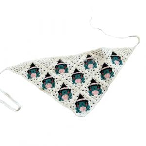 Saiyana Bandeau bandana triangulaire unique avec tricot t&ecirc;te de mort, &eacute;charpe pour cheveux, polyvalente, douce et respirante (grenouille beige) (longhukeji, neuf)