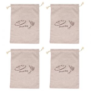 Lot de 4 sacs &agrave; pain en lin naturel, 38 x 30 cm, r&eacute;utilisables, pour garder le pain frais, stockage des aliments, sacs en lin r&eacute;utilisables, sacs &agrave; pain faits maison (Pop Tools, neuf)