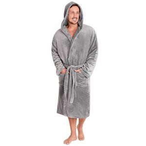 CityComfort Peignoir Super Doux pour Homme en Polaire avec Capuche Peignoir Chaud et Douillet - Gris - Large (Get Trend., neuf)