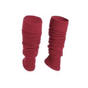 Ateena Jambières en Laine pour Dames, d'Hiver en Tricot Doux au Crochet à Motif à Chevron, Femmes Guêtres pour la Danse, Ballet, Poignets de Bottes Chunky, S/M size, Bordeaux (bwtrading, neuf)