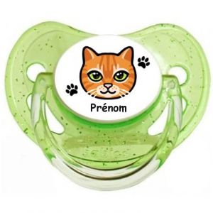 T&eacute;tine Sucette personnalis&eacute;e/personnalisable Pr&eacute;nom Chat JA02 (T&eacute;tine b&eacute;b&eacute; personnalis&eacute;e, neuf)
