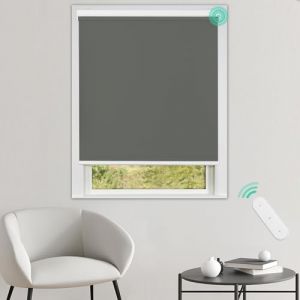 Allesin Stores Enrouleur Occultant Électriques avec ou sans Perçage, avec Moteur & Télécommande, pour fenêtre ou Porte, 100% Protection Solaire, Gris Foncé 90 x 150 cm (l x L) (Allesin FR Store, neuf)