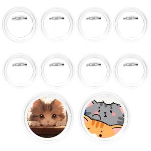 WeddHuis 10 Pièces DIY Badges à Personnaliser, Boutons à Créer Sans Machine, Insignes en Acrylique avec Épingle pour Photos Images Vêtements, Badges Enfants (58mm) (Transparent) (UAB LIDMIBI LT, neuf)