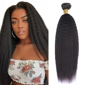 Tuheerst Kinky Straight Human Hair Bundles Tissage Bresilien en lot Cheveux Humain Black Human Hair Extensions Tissage Cheveux Naturels Double Weft Remy Hair Single Bundle for Woman 26 Pouce (QC Hair, neuf)