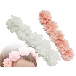 KAPSING Lot de 2 bandeaux pour cheveux pour bébé, bandeau turban pour bébé, bandeau élastique pour bébé fille, bandeau à fleurs pour bébé, bandeau pour nouveau-né, accessoires pour bébé (Nieshe-eu, neuf)