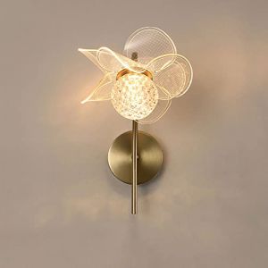 RXPVUXE Applique Murale Fleur en Laiton Brossé Or Moderne LED Appliques Murales, Décoration d'intérieur Art Applique Murale Câblé Éclairage de Ferme pour Salon Couloir Chevet (6000K+4000K+3000K) (jingpinwujinxiaodian, neuf)