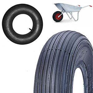 ECOVELO Pneu Rigato Renforc&eacute; 4PR Caoutchouc Roue pour brouette 3.50-8 avec Chambre &agrave; Air 3.50-8 Pneu Bias Ply 4 plis 8 inches 130 kg 250 kpa 36 P.S.I. (Fusaro Group, neuf)