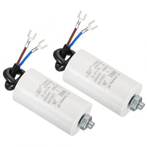 PATIKIL CBB60 8uF Condensateur de D&eacute;marrage, 2Pcs AC 450V 2 Fils 50/60Hz Cylindre Fond avec Vis 65x35mm Condensateur de Marche pour Machine &agrave; Laver, Moteur de Pompe &agrave; Eau &Eacute;toile (PATIKIL UK, neuf)