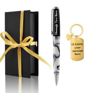 Yastar Stylo Cadeau Personnalisé - Stylo à Bille de Luxe Avec Porte-Clés - Gravé Avec Votre Nom ou Message pour Amis, Collègues, Homme et Femme (YENAMAOYI, neuf)