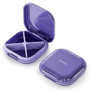 ONTERATE Pilulier Quotidien 4 Compartiments, Pilulier de Voyage Portable, Mini Pilulier pour Poche de sac à Main, Organisateur de Médicaments de Voyage Compact pour Vitamines, Suppléments (Violet) (ONTERATE, neuf)