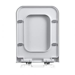 DRYFAL Abattant WC Rectangulaire, Lunette De Toilette Carrée, Cuvette Toilette avec Frein De Chute, Dégagement Rapide, Fixation sur Le Dessus, Antibactérien, Charnières Réglables,04F (Dinglingshan, neuf)