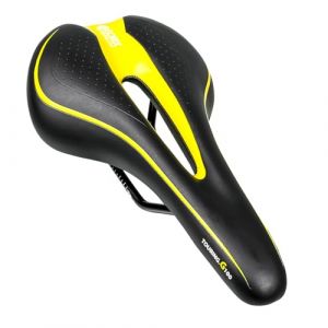 GORIX Selle de vélo Coussin Confortable avec Rail Vélo de Route de Montagne pour Homme et Femme (GX-C19) (Noir × Jaune) (GORIX-JAPAN, neuf)