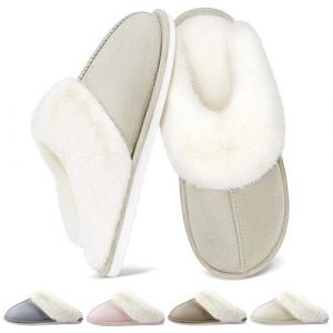 QQSQ Chaussons Femme Homme Hiver Pantoufles Maison Chaud Confort fourr&eacute;s Faux Daim &agrave; Fourrure Doublure Pantoufles Slippers Cuir Peluche Mules Fourrure Antid&eacute;rapantes pour Int&eacute;rieur/Ext&eacute;rieur (ZHAKAYU LTD, neuf)