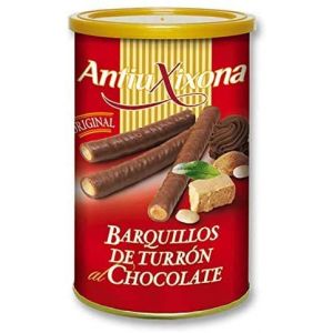 Gaufres au Turron et chocolat, boîte ou Pack de 2,4 kg (12 boîtes de conserve de 200 g) - gaufre croustillante trempée dans du chocolat et fourrée de Turron intense. Recette originale d'Antiu Xixona. (turronesydulces, neuf)