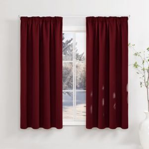 Runy&eacute;la Rideau Occultant Thermiques Isolant 140x160(LxH) Lot de 2 avec Galon Fronceur Anti Froid et Chaleur, Rideaux Opaque Anti UV D&eacute;coration Int&eacute;rieure Chambre Salon Rouge (Runi-EU, neuf)