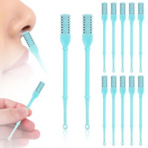 12pcs 2 en 1 Coupe-Poils de Nez, Rotation à 360° Tondeuse à Poils de Nez Coupe Poils de Nez Homme Femmes Double Face avec Cure-Oreilles Portable Outil d'Épilation des Narines (Bleu) (Jenniy, neuf)