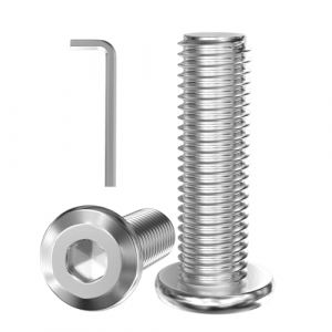 GUEEYUAW 12 Pièces M6 x 60 mm Vis Hexagonales à Tête Plate 304 Acier Inoxydable A2 V2A Avec Clé Hexagonale Peut être Utilisé à l'extérieur (GUEEYUAW, neuf)