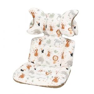 LAT Coussin Poussette Universelle, Réversible Coussin de Siège pour Poussette, Respirant Matelas Poussette Universelle, Reducteur Siege Auto Bebe Universel avec Appuie-tête Amovible (Animaux) (Little Jump Group, neuf)