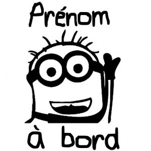 Sticker personnalisable Bébé à Bord Prénom - KEVIN MINION - Prénom & Couleur au choix (PRINT CORNER, neuf)