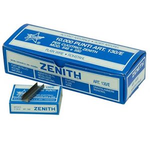 Zenith mod&egrave;le 548 et 590 - Lot de 10 bo&icirc;tes de 1 000 agrafes en acier naturel, pour agrafeuses - Type : 6/4 (Mazzarella, neuf)