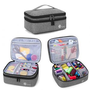 Luxja Sac Rangement pour Kit de Couture, Couche Double Boite de Accessoires de Couture, Étui de Transport pour Aiguilles, Fils, Ciseaux et Autres Matériel de Couture, Moyen/Gris (SILIDE EU, neuf)