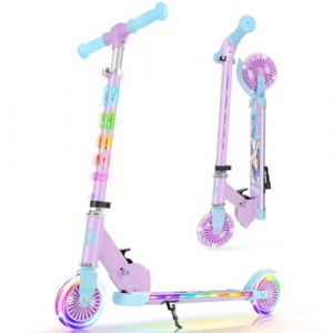 BELEEV V3 Trottinette pour Enfants avec Support, Trotinette Pliable à 2 Roues, LED Roues Lumineuses, Stem & Deck, 4 Réglables en Hauteur, Trottinette pour Filles et Garçons de 3 à 12 Ans, Scooter (MeiShangStore, neuf)