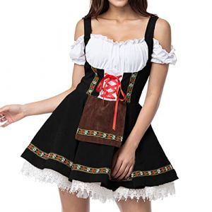 G&eacute;n&eacute;rique Femme Robe Dirndl de Bavi&egrave;re Oktoberfest Robe Traditionnelle pour la F&ecirc;te de la Bi&egrave;re Costume de Bi&egrave;re Manches Courtes Robe Chemisier Tablier Bavi&egrave;re V&ecirc;tements (NiceYear, neuf)