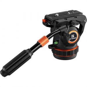 K&F CONCEPT T&ecirc;te fluide professionnelle, t&ecirc;te fluide l&eacute;g&egrave;re pour vid&eacute;o, montage sur tr&eacute;pied stable et doux comme la soie, charge maximale de 8 kg, t&ecirc;te de tr&eacute;pied panoramique &agrave; 360&deg; (K&F Concept-FR, neuf)