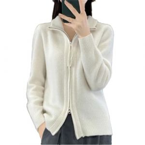Alloaone Cardigan en Laine &Agrave; Col Montant pour Femme, Fermeture &Eacute;clair, Ample, Manches Longues, Tricot en Cachemire, Pull &Agrave; Bascule (PULINGDEDIAN, neuf)