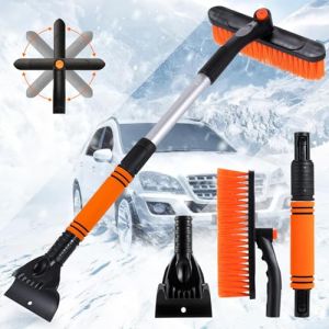 ZQEJEFD Grattoir à Glace et Brosse à Neige 2 en 1, Grattoir à Glace de Voiture avec Balai, Brosse Grattoir Pare Brise Détachable Extensible avec Tête Rotative à 360 Degrés pour Voiture SUV Camion (GLOBAL CHILDREN TOYS S.R.L., neuf)