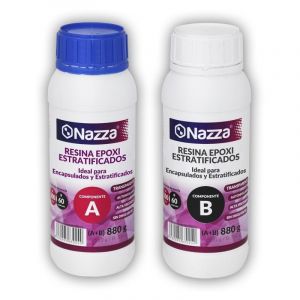 Résine époxy pour stratification et réparation (A+B) - Résine époxy pour bois, pour fibre de verre ou de carbone, pour sa haute viscosité, son adhérence et sa résistance chimique - 880 g (NAZZA, neuf)