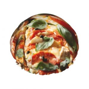 Rich&Rabbit Bonnet de douche 3D imprimé pizza et pepperoni pour femme, bonnet de bain élastique et réutilisable, anti-fuite, double couche (Zchunyan, neuf)
