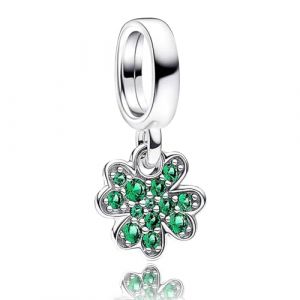 BIZK Charms Argent Sterling 925 Femmes Bijoux Pendentifs Compatible pour Bracelets Collier pour Les M&egrave;res, Les Amis, Les Amoureux (Tr&egrave;fle &agrave; Quatre Feuilles) (BLUISD, neuf)