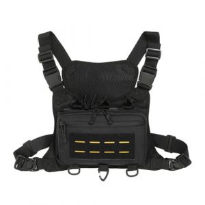 MiOYOOW Sacoche de Poitrine Tactique, Sacoche Militaire Chest Rig, Gilet de Course Respirant avec Poches Multiples et Bande R&eacute;fl&eacute;chissante pour la Randonn&eacute;e, le Cyclisme, la Chasse et la P&ecirc;che (Voda FR, neuf)