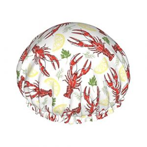 Animal d'écrevisse motif bonnets de douche bonnet de bain réutilisable bonnet de bain élastique doux imperméable pour les bonnets de cheveux de toutes les longueurs de cheveux (FireBoomBoom, neuf)