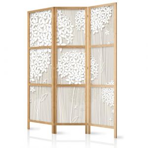 murando - Paravent Intérieur Japonais 135x172 cm - Séparateur de Pièce en Bois Naturel et Toile Imprimée - Cloison de Séparation pour Chambre - Paravent Oriental Portable et Pliable b-C-0008-bh-d (murando, neuf)