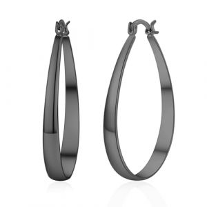 PABBEU Creoles Noires Femme, Hypoallergéniques Boucles d'oreilles Créoles Ovales Creoles, Légères Noires Boucles d'oreilles pour Fmme Cadeaux 30/40/50/60MM (PABBEU JEWELRY, neuf)