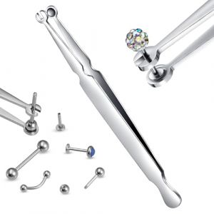 AceFun Piercing Pince Outil Boule serrage Pincette Outil de changement de bijoux Sall Piercing Pince Outils pour changer de bijoux Pour cartilage Sourcils Labret Helix Piercings (Piercing Jewelry, neuf)
