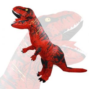 Eayaele Costume Dinosaure Adulte, Dinosaure Gonflable, Costume de Dinosaure T-rex pour Cosplay Halloween F&ecirc;te Costum&eacute;e (Rouge) (Leqing Leasing Co., Ltd, neuf)