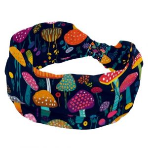 Bandeau &eacute;lastique pour femme - Motif champignon color&eacute; - Large bandeau antid&eacute;rapant - Bandeau de yoga pour l'entra&icirc;nement, la gym, la course, le fitness, le sport (Galens, neuf)