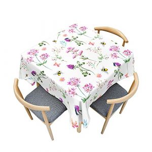 ENEN Petit Floral Modèle 3D Nappe Carrée Square Anti Tache en Polyester Lavable Table Cloth Protection et Décoration de Table de Salle à Manger pour Fête et Banquet (100x100cm,Style A) (EnEn, neuf)