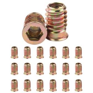 20 Pi&egrave;ces M8 X 20mm Insert Filet&eacute; Bois, Jeboler Insert Bois &Eacute;crous &agrave; Visser Ecrou M8 Zinc Borgne Ecrou Hexagonal, &Eacute;crous &agrave; Visser Filet&eacute; Douille Filet&eacute;e Pour Installation de Meubles en Bois (Xye Europe, neuf)