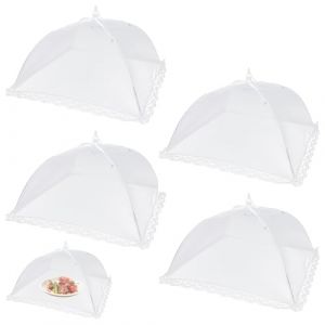 POPAPIE 4pcs Cloche Alimentaire Pliable 32 x 32cm Cloche Fruit Anti Moucheron Cloche Anti Mouche Alimentaire Capots Anti-Mouches en Maille pour Camping Pique-Nique Aliments Maison Barbecues,Blanc (Sincere-EU, neuf)