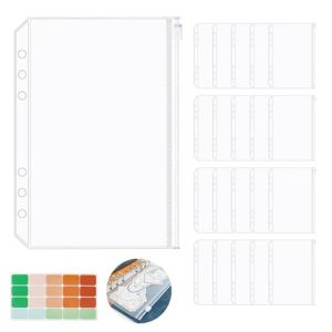 YIWONFU 20 Pi&egrave;ces Pochette Plastique A5, 6 Trous Sacs Zipp&eacute;s &agrave; Feuilles Mobiles 20.8 * 15.7 cm, Imperm&eacute;able Pochette Transparente Zipp&eacute;e pour Documents, Cahiers, Cartes, avec 1 &Eacute;tiquette Adh&eacute;sive (zhiyi-eu, neuf)