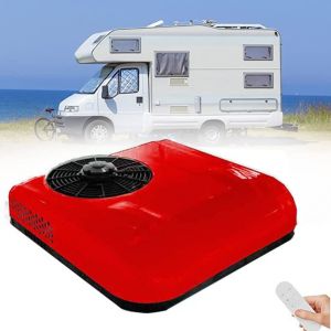 ALSUP Climatiseur 12V DC/climatiseur de Toit Ultra-Mince pour Voiture, Applicable aux monospaces, véhicules, Maisons, camions, véhicules agricoles, excavateurs, etc.,Red-12V (Katso8rahaa, neuf)