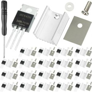 DAOKAI IRF640 IRF640N Transistor Mosfet canal N 18A 200V IRF640NPBF Transistor MOSFET en ligne TO-220AB avec dissipateur thermique en aluminium, kits de montage de tournevis (20 pi&egrave;ces) (DAOKAI EU, neuf)