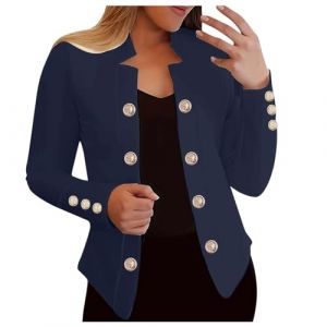Veste Femme Mi Saison Printemps Militaire Blouson Costume Chic Courte Ensemble Et Elegant Tailleur Sequins Blazer pour Mariage Grande Taille Kaki Legere Manteau De Bleu Travail,Marine-c,4XL (aodsko, neuf)
